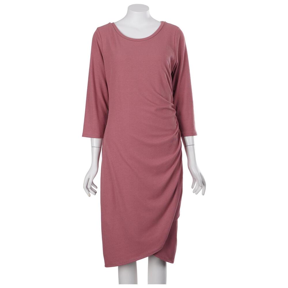 NWT Kaileigh Stitch Fix Allison Dress Size L Pink Fitted Ruched Stretch